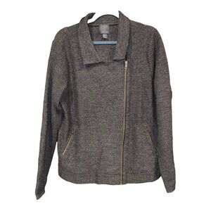Paraphrase Gray Wool Asymmetrical Zip Moto Cardigan Jacket XL AR40